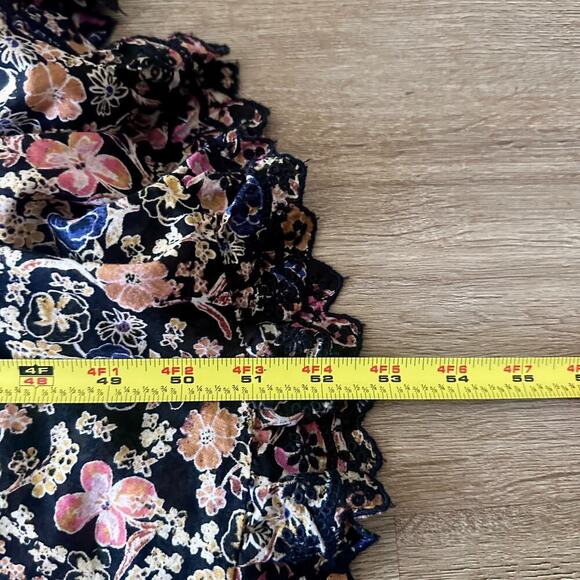 Free People Milania Cotton Midi Dress Black Combo Floral Print Sz L Boho Cottage - Picture 9 of 13